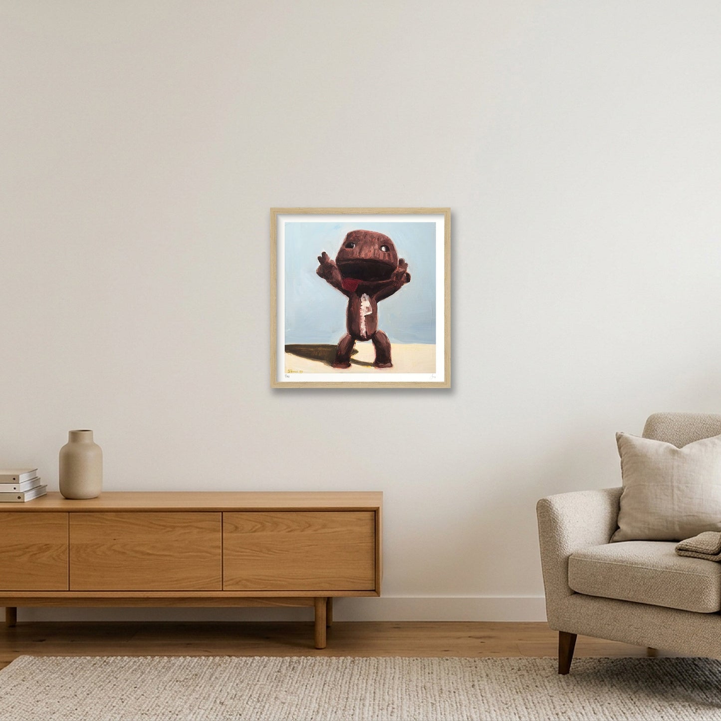 Sackboy — 40×40cm, 16×16" Oak Frame