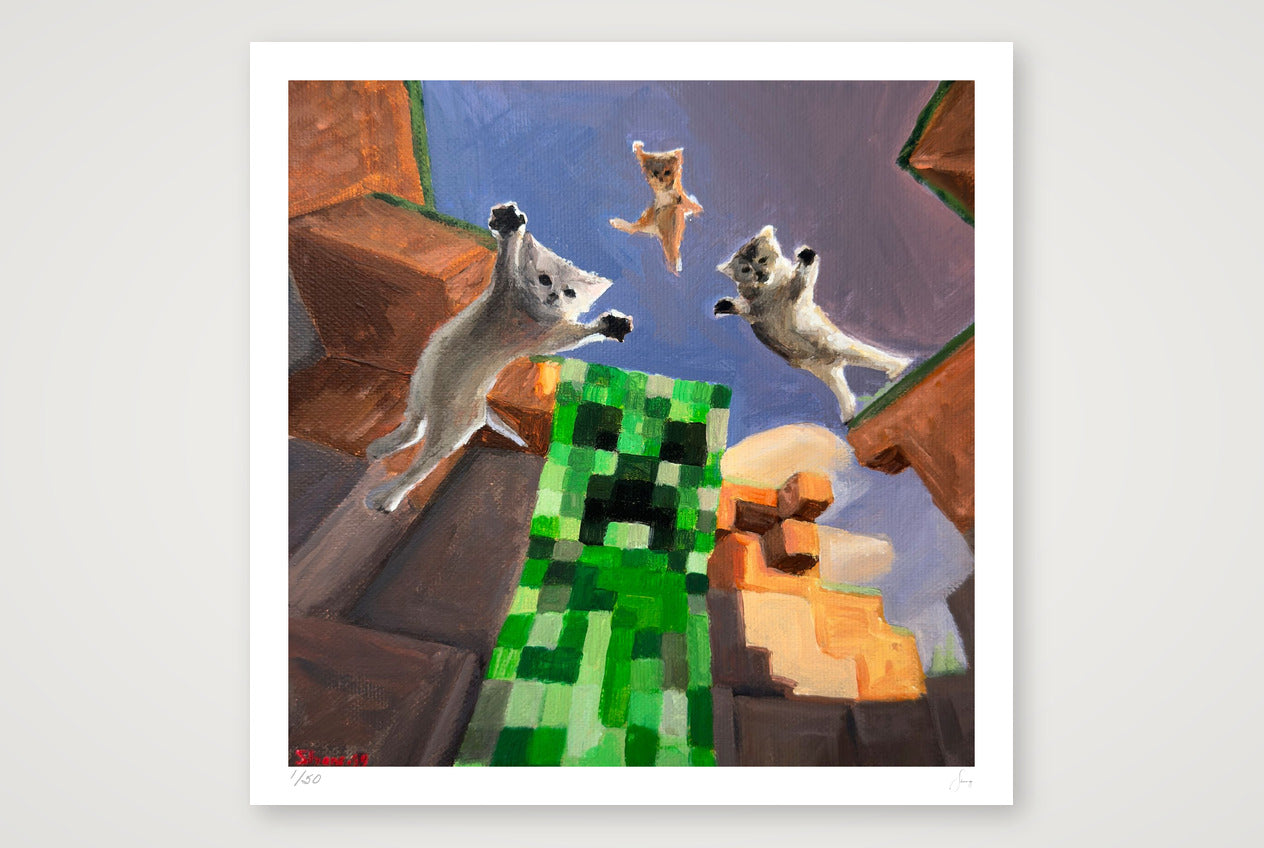 Cat Attack — 30×30cm, 12×12" Print only