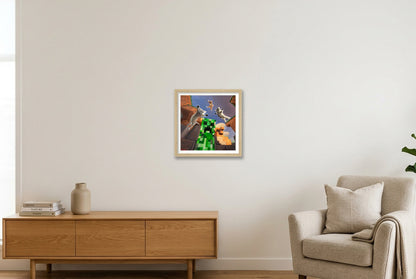 Cat Attack — 30×30cm, 12×12" Oak Frame