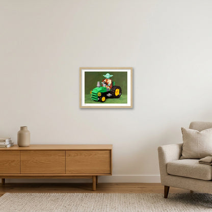 Yoda Tractor — 40×30cm, 16×12" Oak Frame