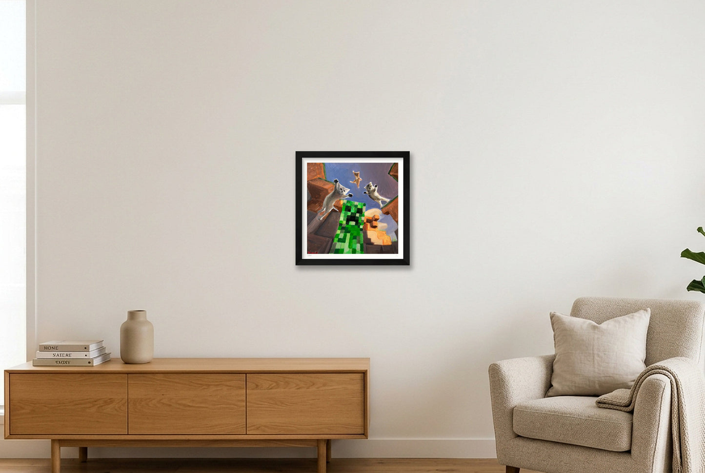 Cat Attack — 30×30cm, 12×12" Black Frame