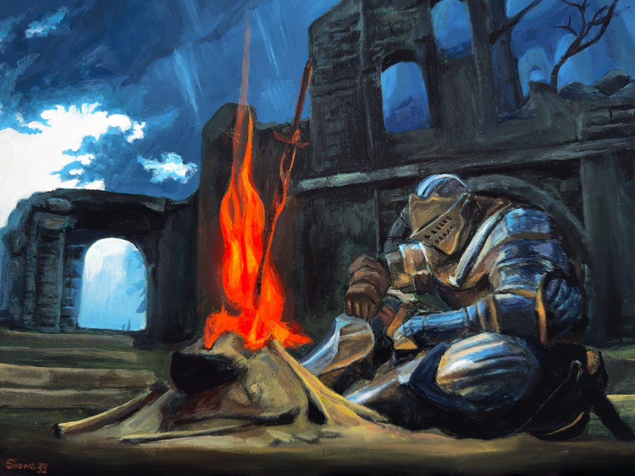 Firelink Shrine (Dark Souls) - Original Painting