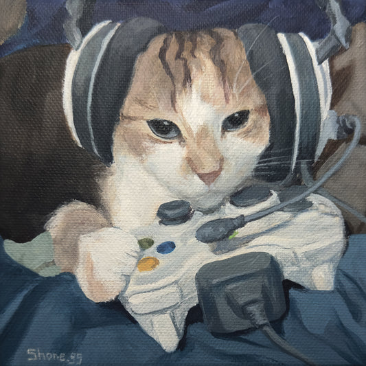 Gaming Cat - Original Painting